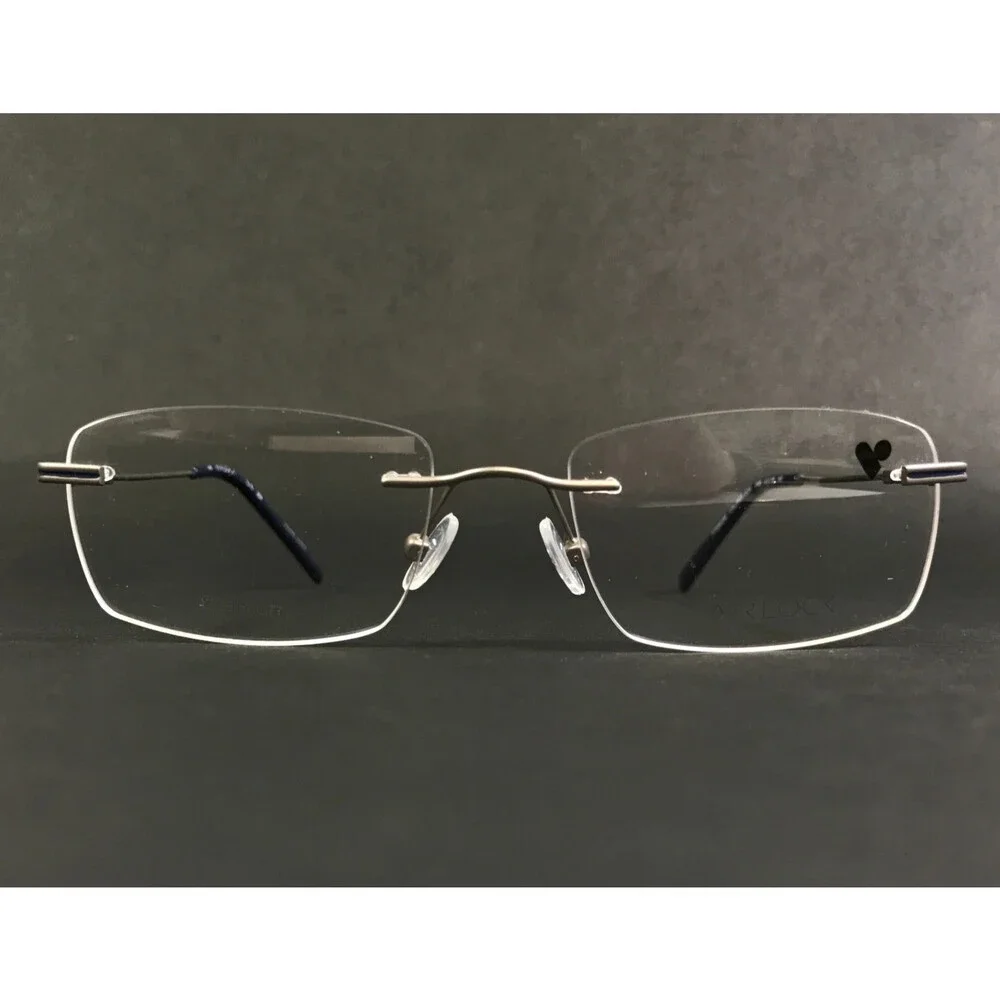 Airlock Eyeglasses Frames CALIBER 203 046 Matte Silver Blue Rimless 52-18-145